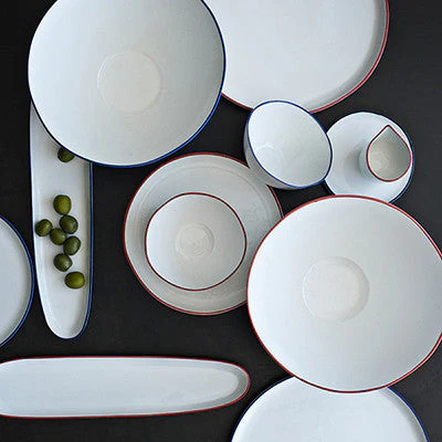 Abbesses Medium Bowl Blue Rim - Set of 4 - Image 6