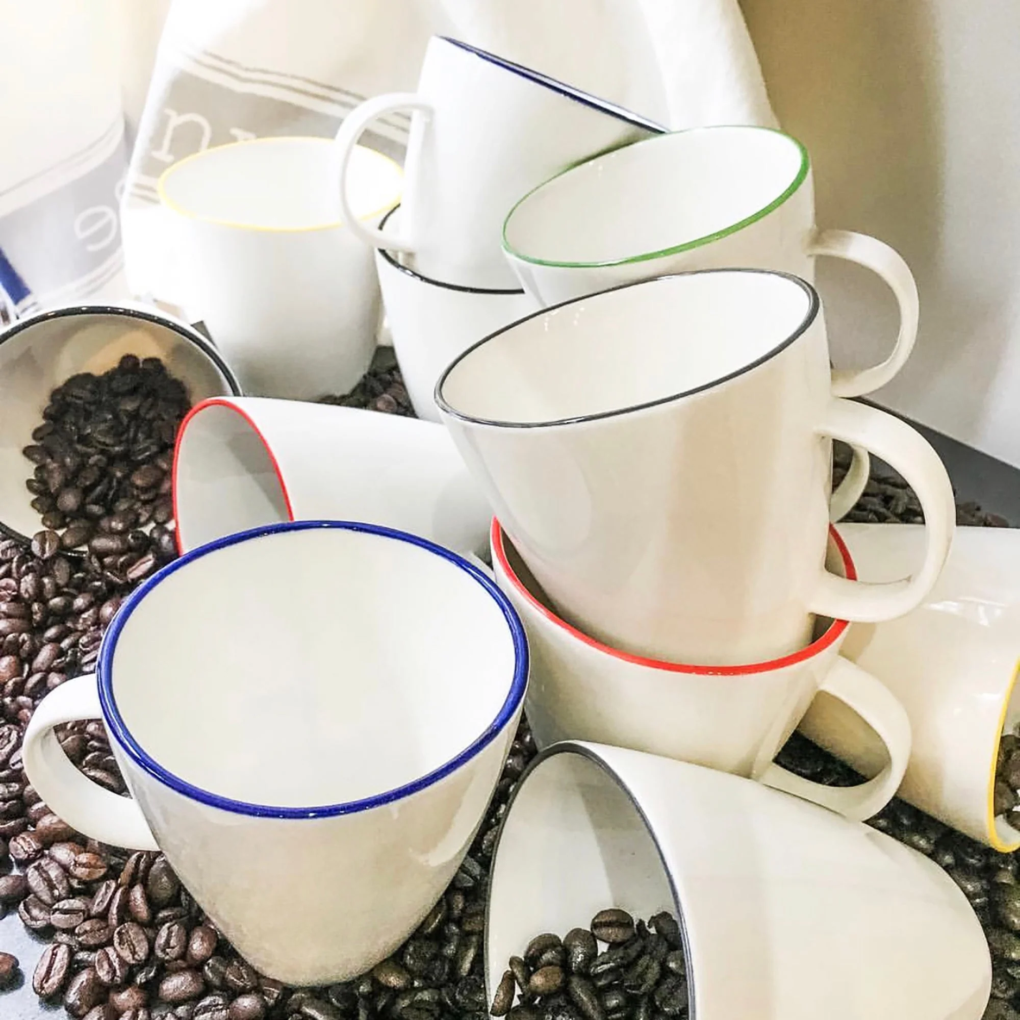 Abbesses Mug Blue Rim - Set of 4 - Image 5