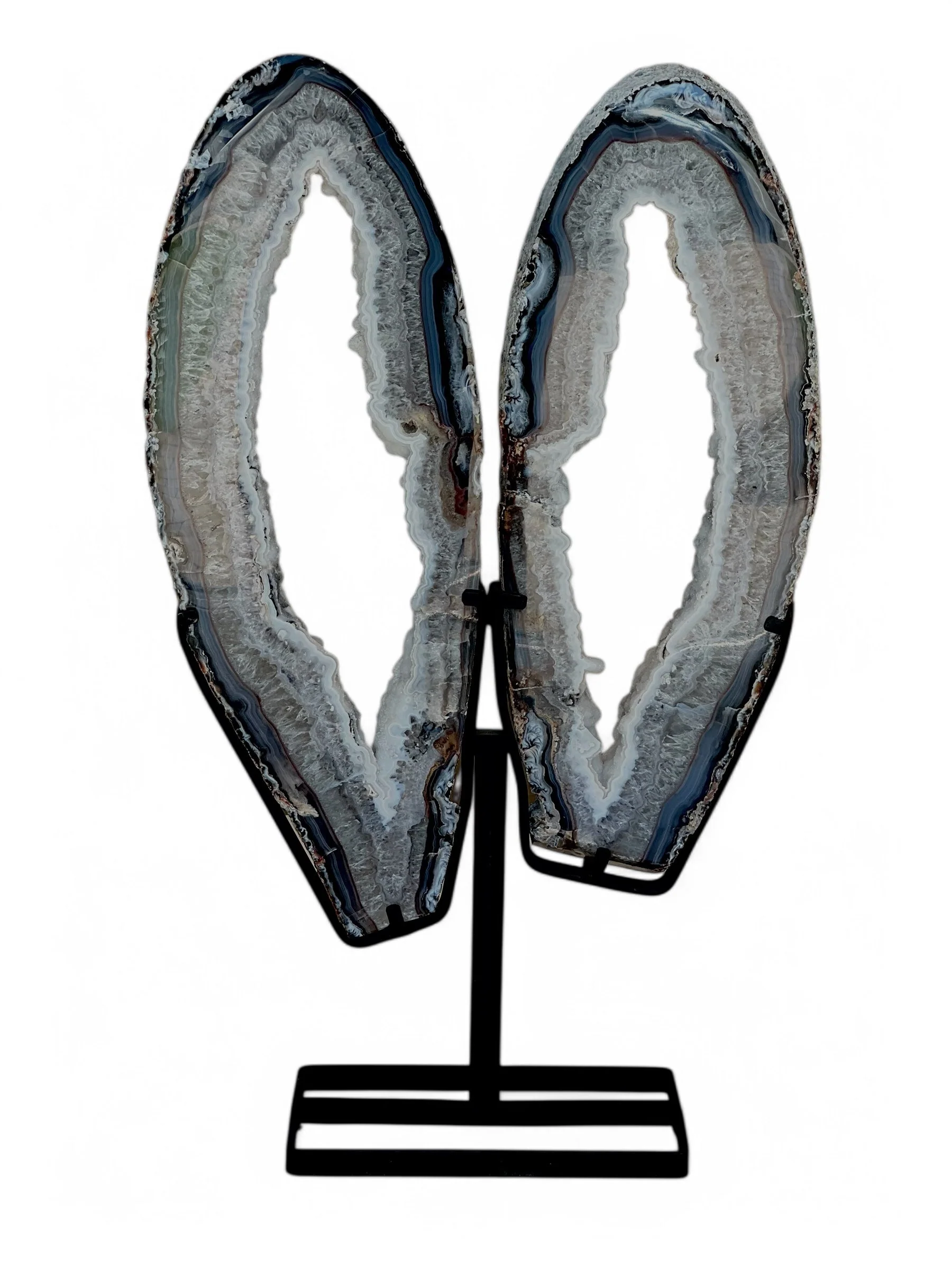 Agate Butterfly Wings With Druzy Crystallization - Image 3