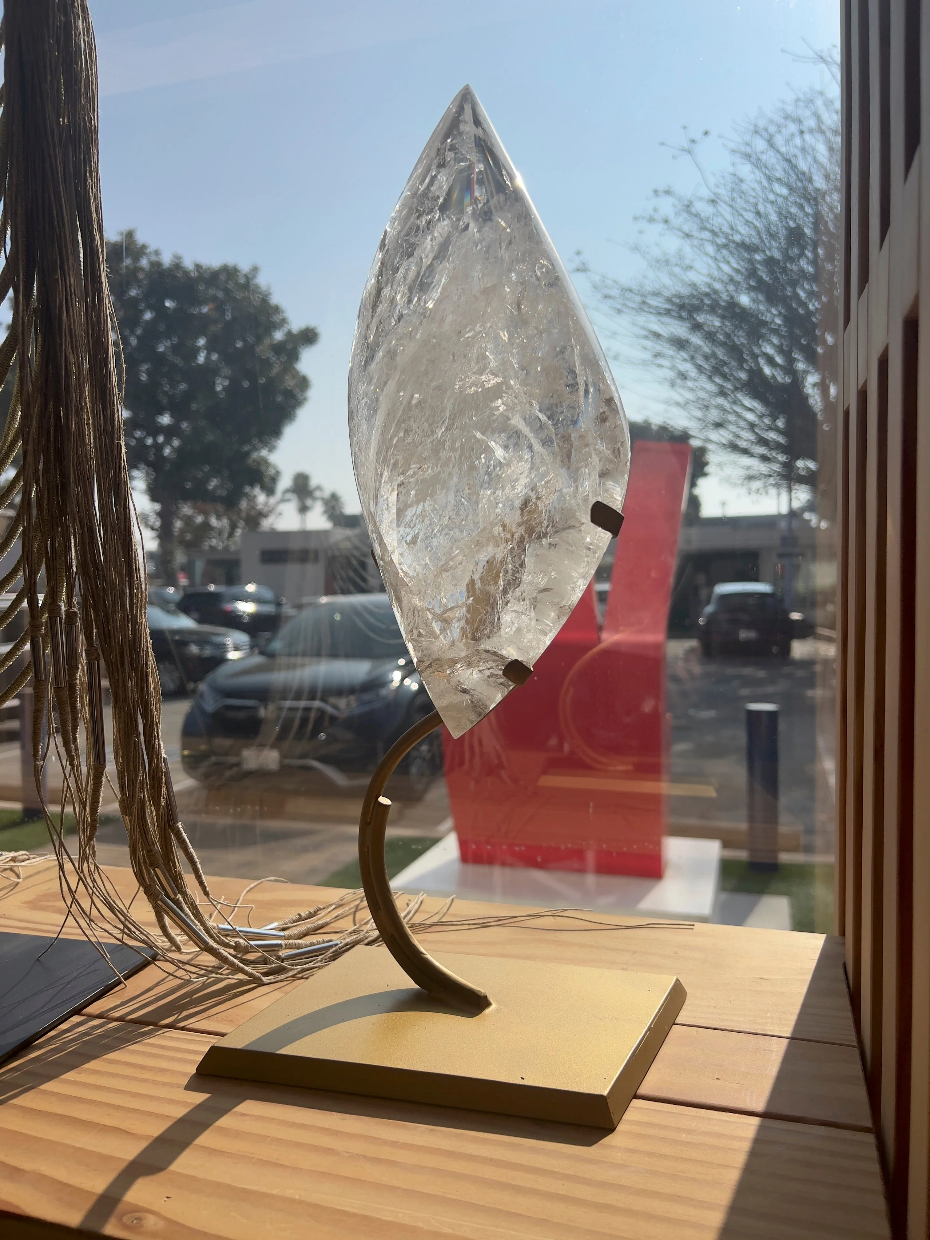 Clear Quartz Double Pointed Flame on Stand - Image 4