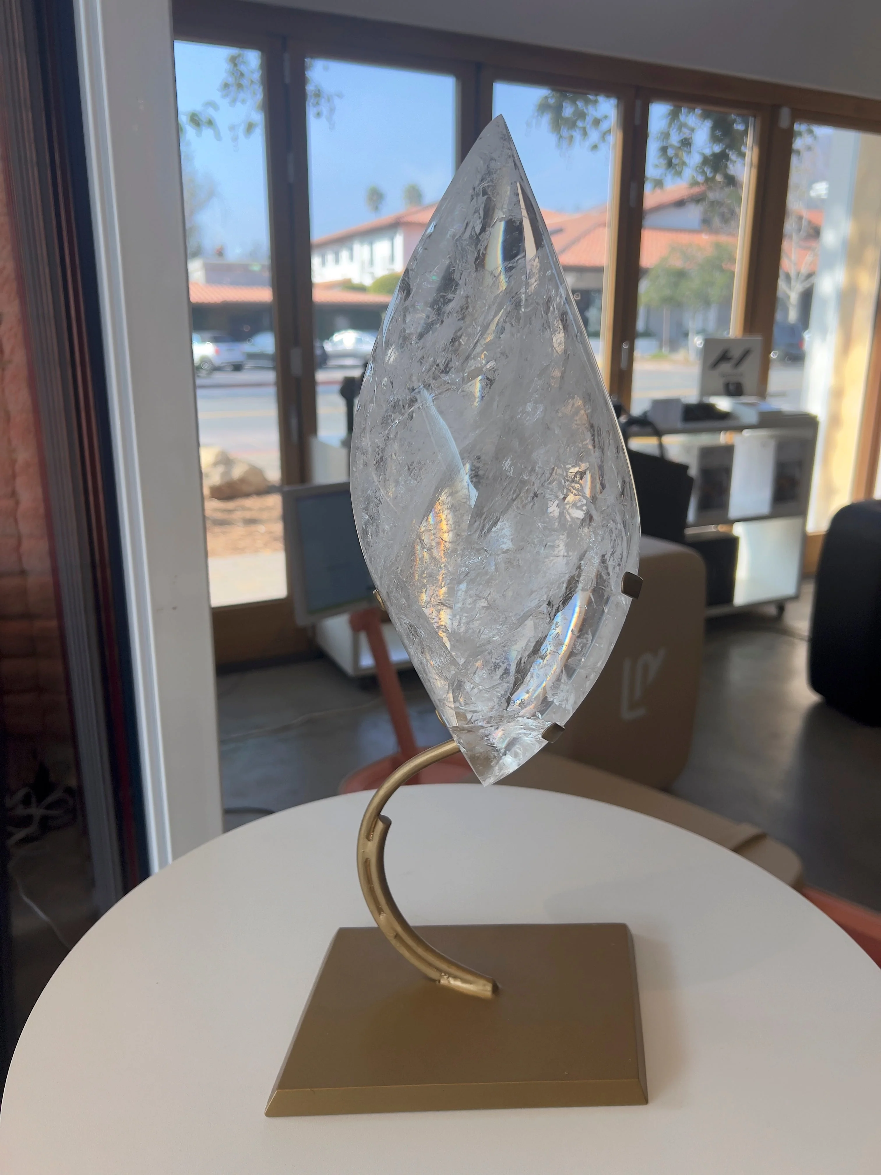 Clear Quartz Double Pointed Flame on Stand - Image 5