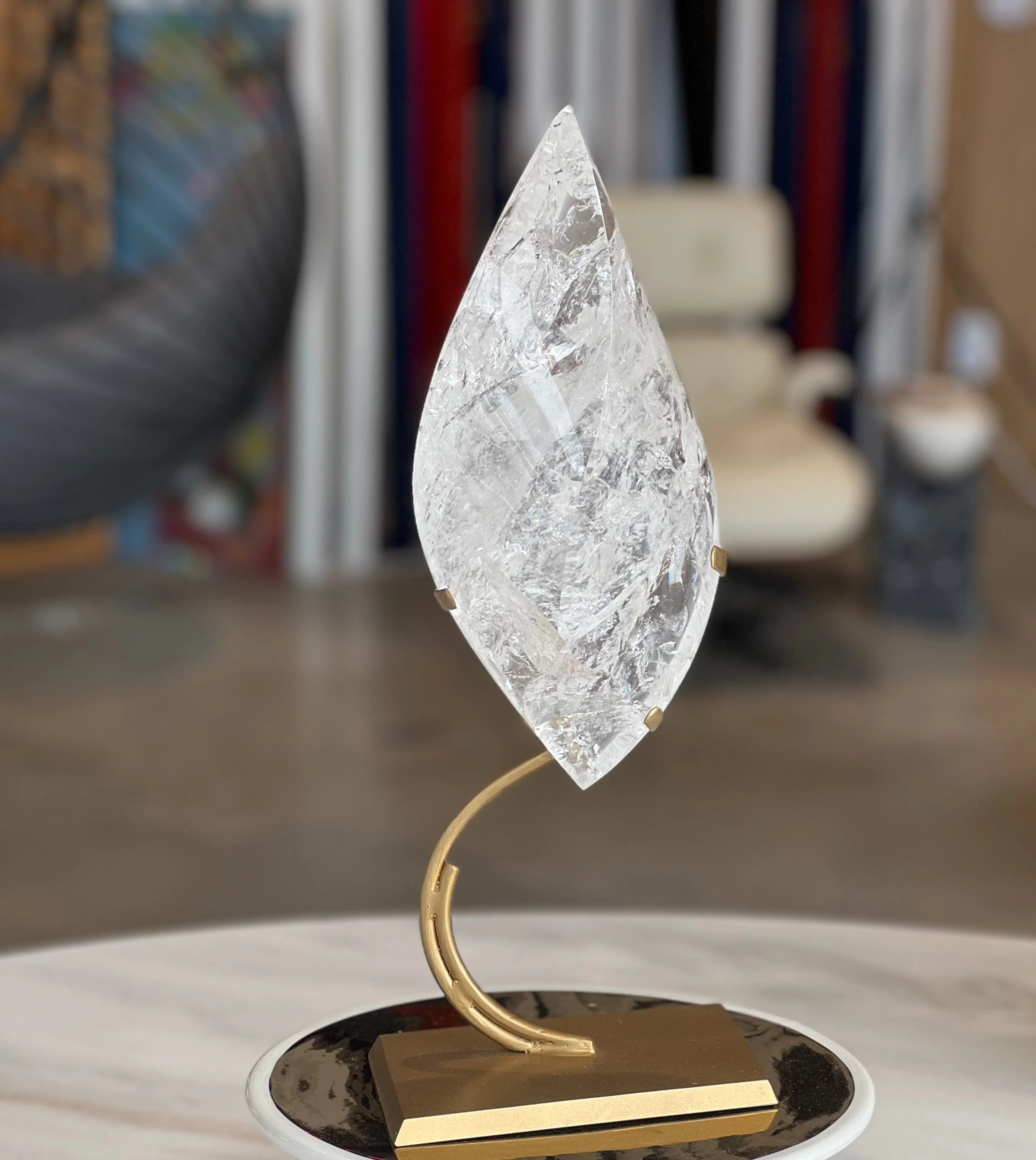 Clear Quartz Double Pointed Flame on Stand - Image 6