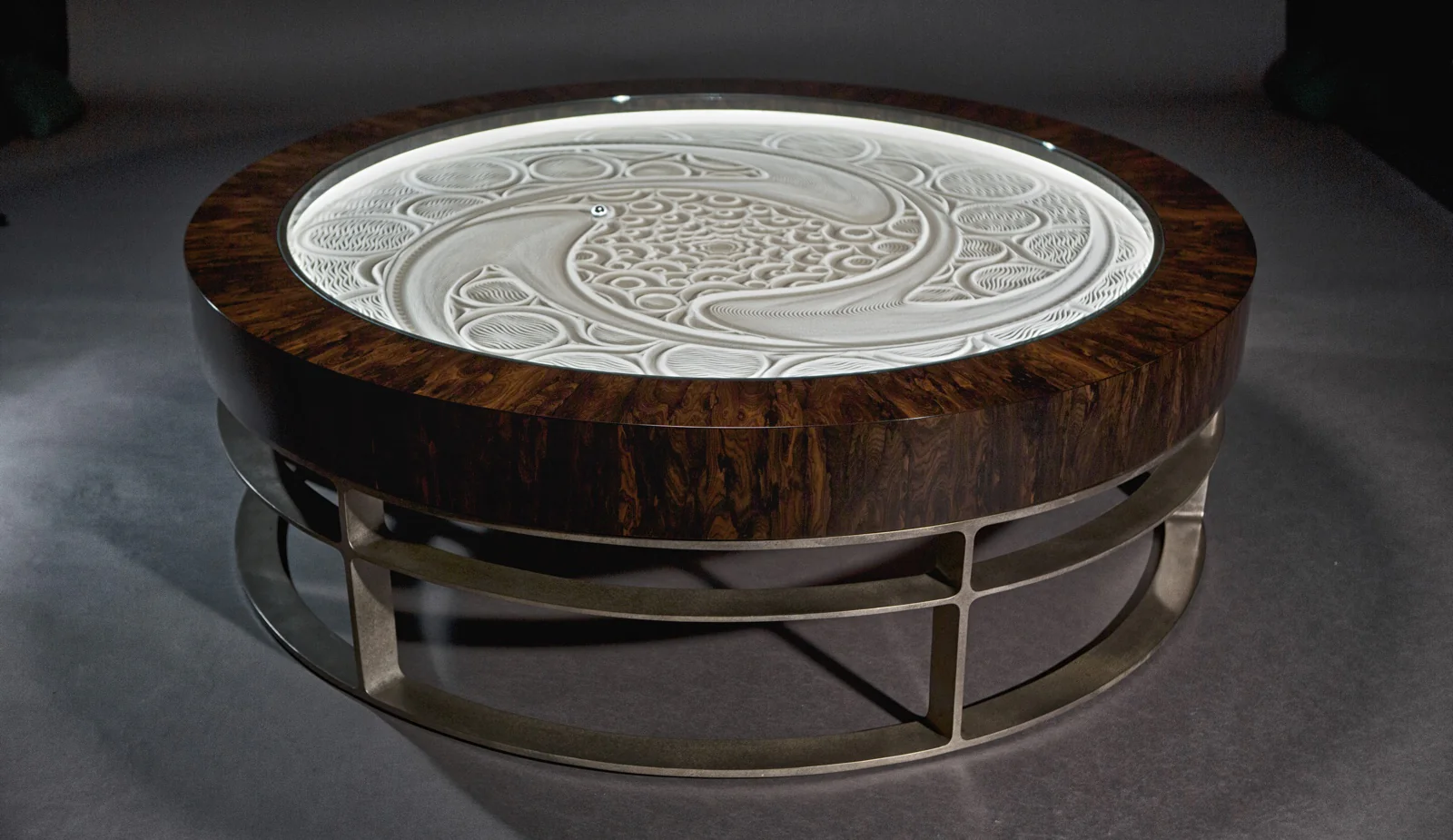 Sisyphus Custom Bronze and Ziricote Coffee Table - Image 3